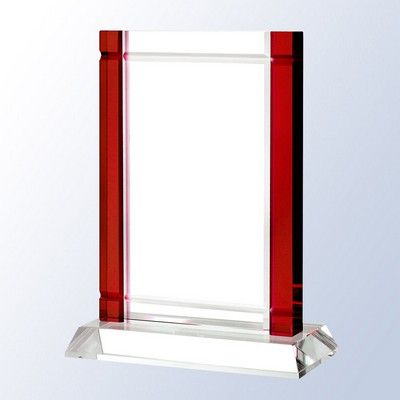 Red Deco Optical Crystal Award w/Crystal Award