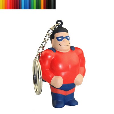 Foam Superhero Shaped Stress Ball with Keychain