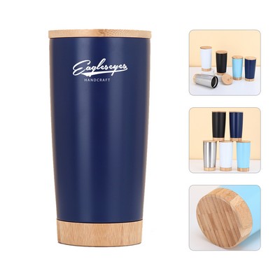 20oz Double Wall Thermal Tumbler With Bamboo Lid