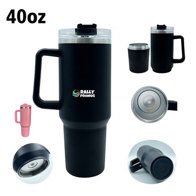 40OZ Water Mug Insulated Stainless Steel Tumbler with Two Storage