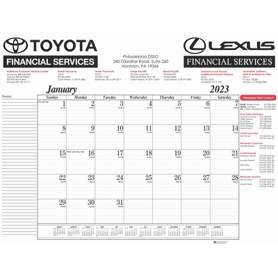 Desk Pad Calendar w/Gummed Head or Foot & No Corners