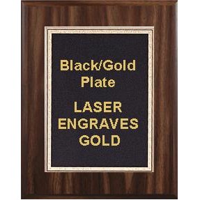 Walnut Plaque 7" x 9" - Black/Gold - 5" x 7" Florentine Plate