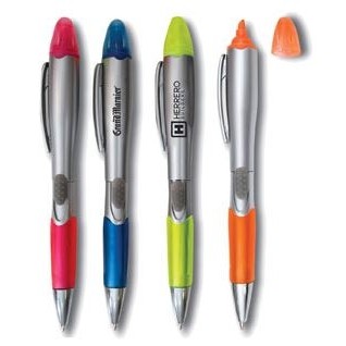 Pen & Highlighter Combo (Silver Barrel)