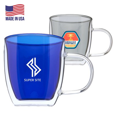 10 oz. Double Wall Glass Coffee Mug w/ Custom Logo Mugs
