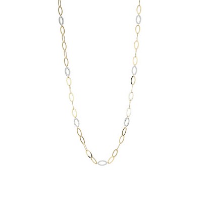 Charles Garnier Sterling Silver "PAPERCLIP" Diamondlite Marquise Link Necklace - Silver and Gold
