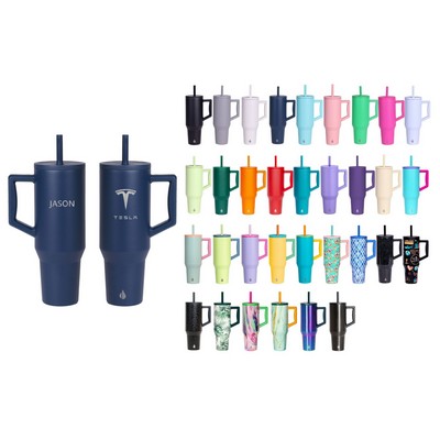 Elemental® 40oz Commuter Tumbler With Handle and Straws - Tripled Insulated - Cup Holder Friendly
