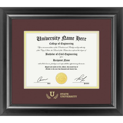 Carlton 8.5x11 Diploma / Certificate Frame (Black/Burgundy) 16"x18"