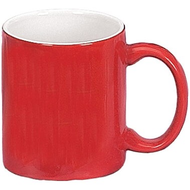 11oz Two-Tone Ceramic Mug, Red Out/White In