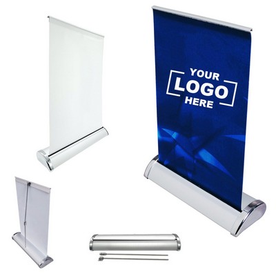 Mini Tabletop Retractable Banner Stand With Custom Printed Graphic