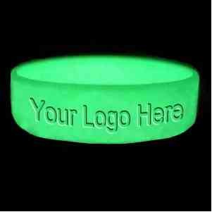 1" Glow-in-the-Dark Debossed Silicone Wristbands w/ Message