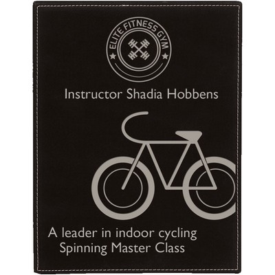 Black Faux Leather Plaque, 9 x 12"