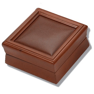 Brown Wood/Leather Pendant/Earring Box