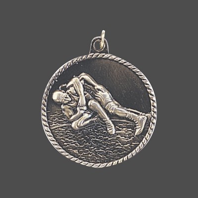 2" Silver Wrestling High Relief Medal