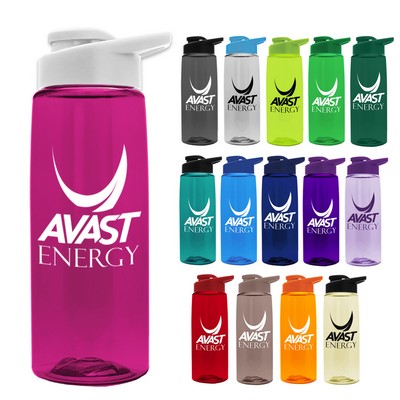 26 Oz. Transparent Flair Sports Bottle w/Drink Thru Lid