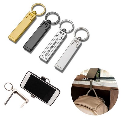 Foldable Bag Hanger With Phone Holder Keychain