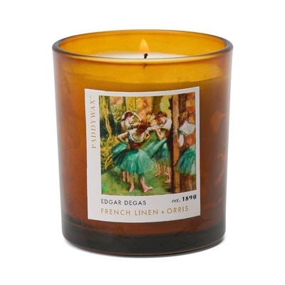 IMPRESSIONIST 6 OZ AMBER GLASS CANDLE in BLUE BOX - DEGAS, "DANCERS, PINK A