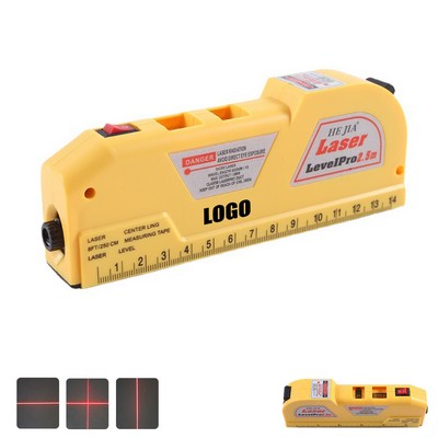 Multi Laser Level Tape Ruler with Triple-Positioned Leveling Bubble