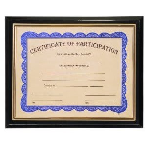 High Gloss Black Finish Slide-in Plaque w/ 8.5" x 11" Frame