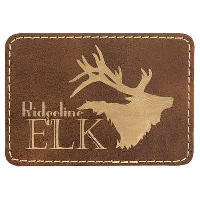 Rectangle Rustic/Gold Leatherette Patch with Adhesive