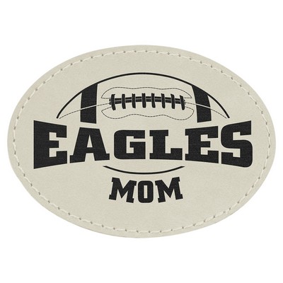 3.5" x 2.5" Oval White Leatherette Patch with Adhesive