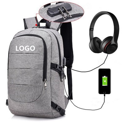 17.3 Inch Water Resistant Anti-Theft Laptop Backpack with USB Charging Port for Travel