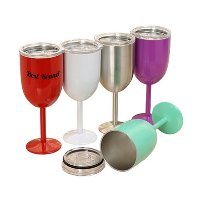 10 oz. Stainless Steel Goblet With Lid