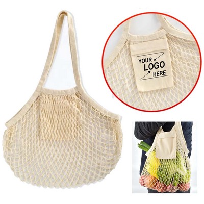 Eco-Friendly Foldable Cotton Mesh Grocery Tote Bag