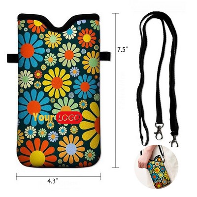 Waterproof Neoprene Phone Pouch with Crossbody Strap